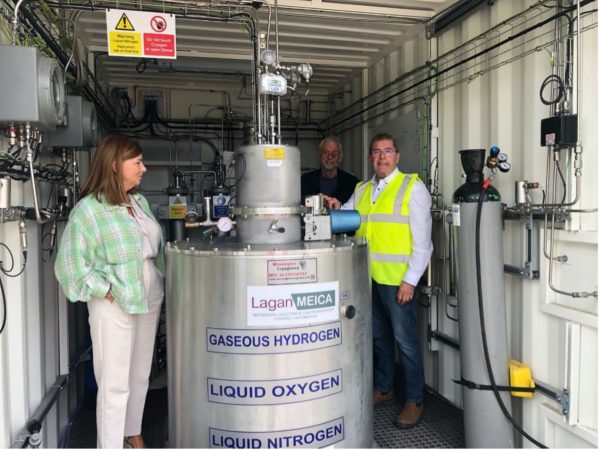 SDLP MLA Sinead Mc Loughlin viewing Kinnegars Electrolyser