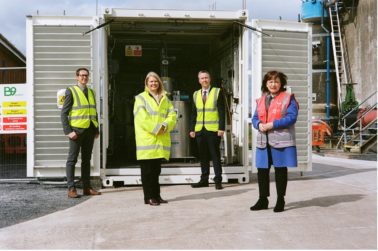 Minister of the Department for the Environment, Diane Dodds, viewing Kinnegar’s Electrolyser