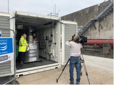 UTV Film Crew at Kinnegar WWTW for launch of NI Water “Power of Water” programme